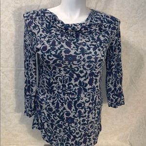 Talbots damask cowl neck top.